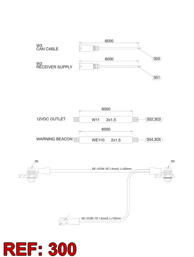 55038243 550 382 43 CABLE ASSEMBLY - Sandvik Technical Drawing
