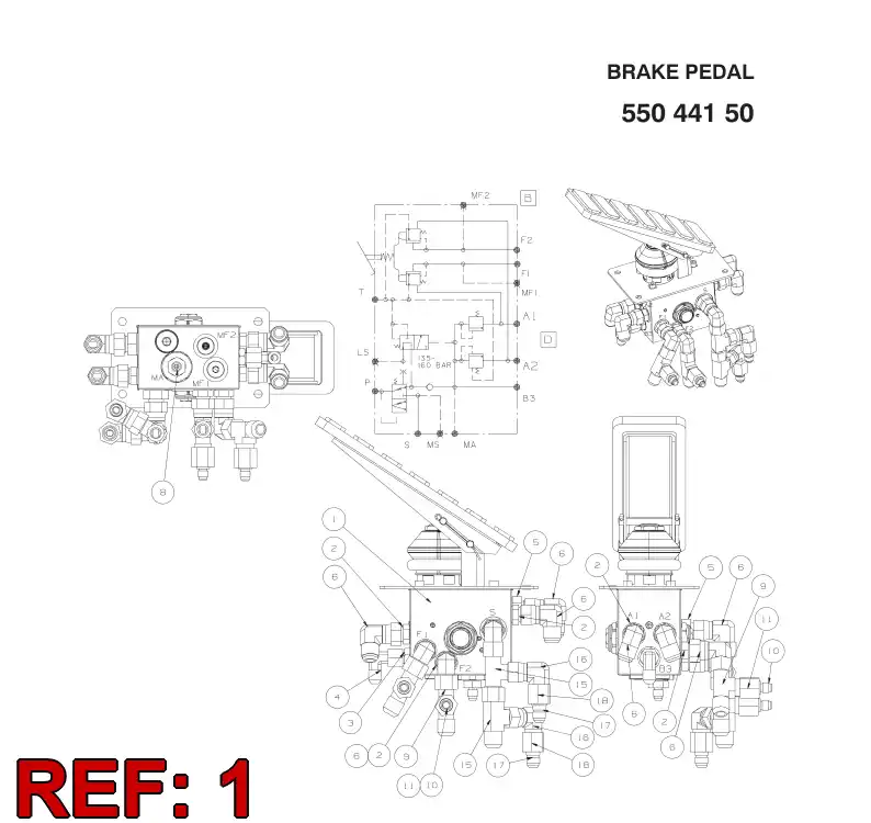 55038327 550 383 27 BRAKE VALVE - Sandvik Technical Drawing