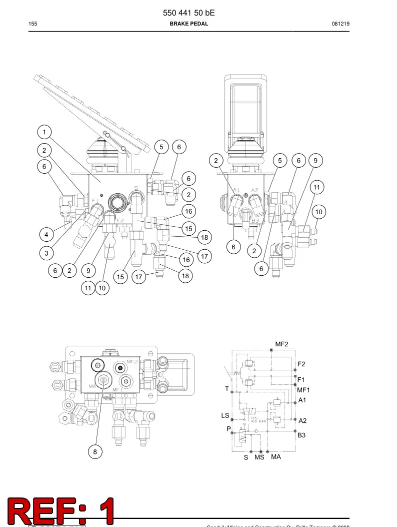 55038327a 550 383 27a Valve, Brake - Sandvik Technical Drawing