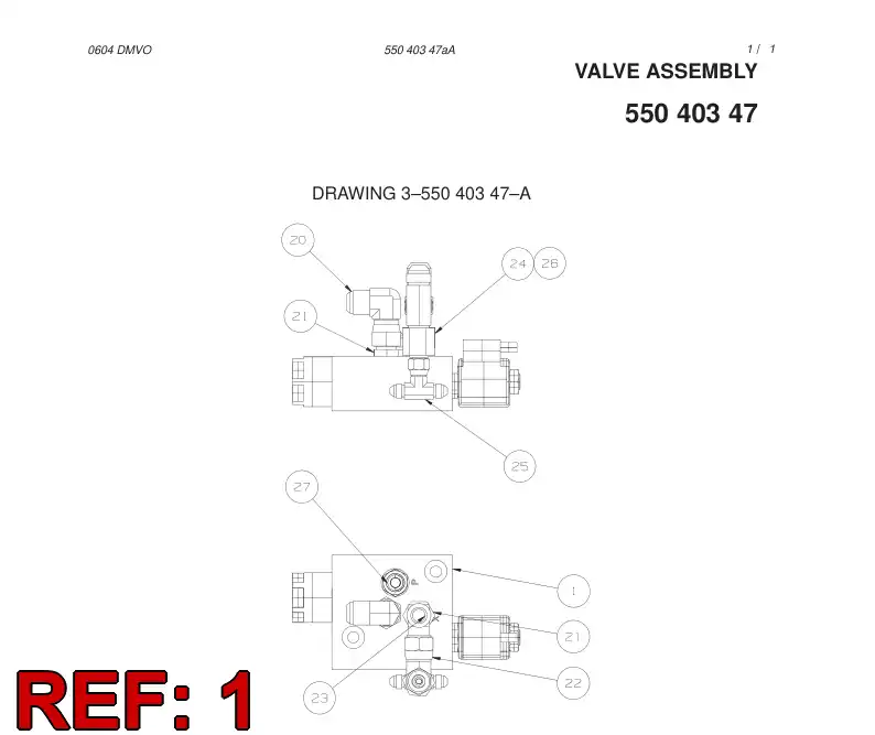 55038329 550 383 29 BRAKE VALVE - Sandvik Technical Drawing