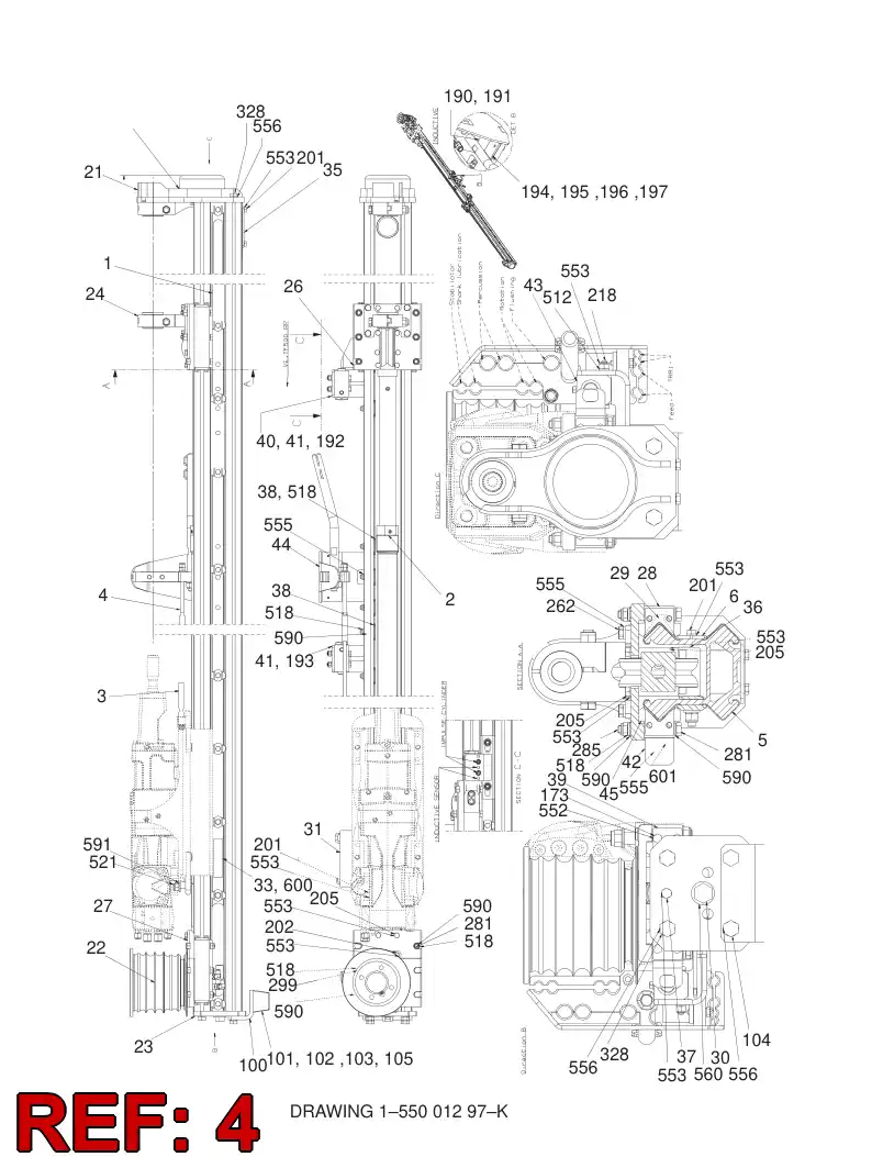 55038501 550 385 01 WIRE ROPE - Sandvik Technical Drawing