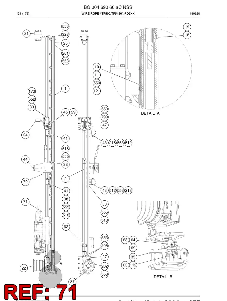 55038517l 550 385 17l Wire Rope - Sandvik Technical Drawing
