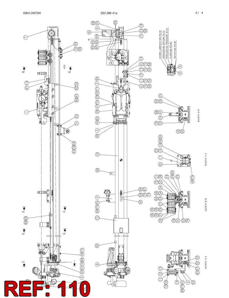 55038992 550 389 92 Support, Hose - Sandvik Technical Drawing