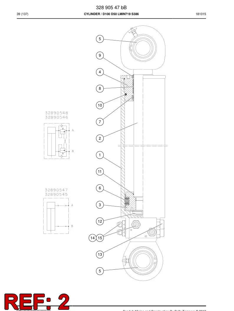 55039050 550 390 50 Rod, PISTON - Sandvik Technical Drawing