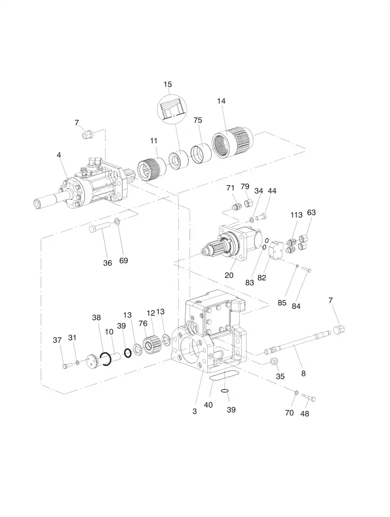 55039115 550 391 15 SEAL KIT FOR ROCK DRILL HL 1560T - Sandvik Technical Drawing