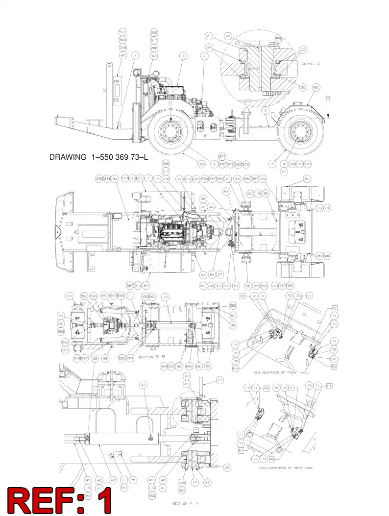 55039295 550 392 95 REAR FRAME - Sandvik Technical Drawing