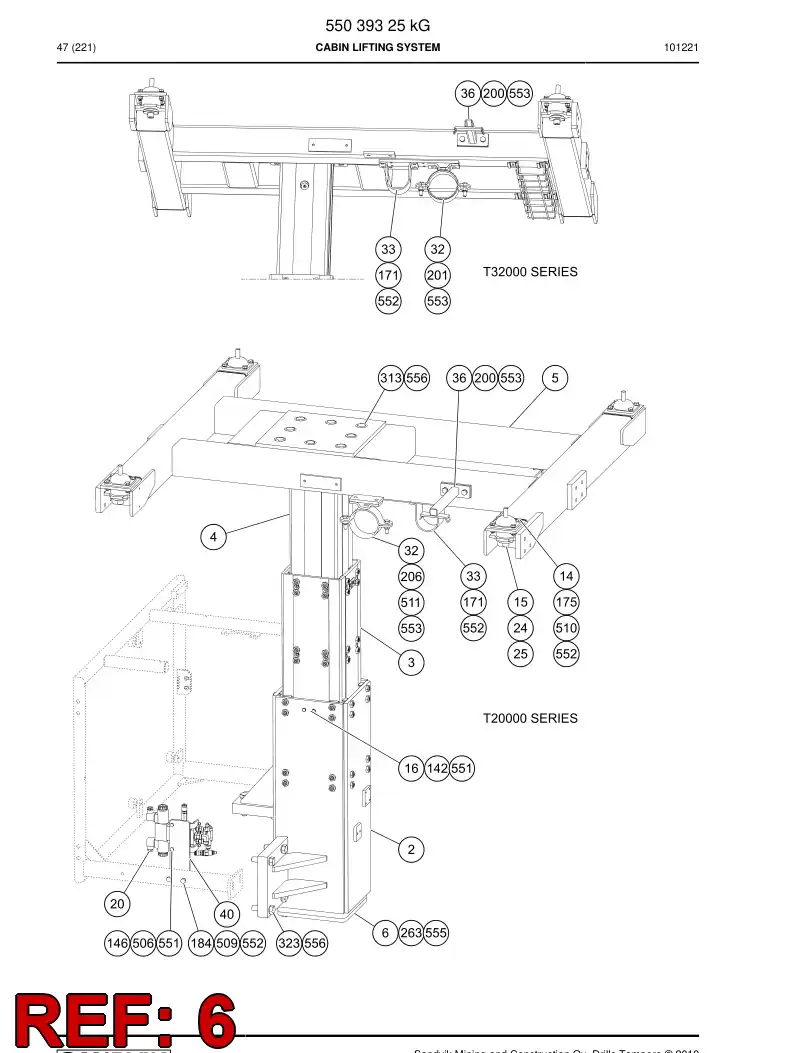 55039340 550 393 40 Cylinder bracket - Sandvik Technical Drawing