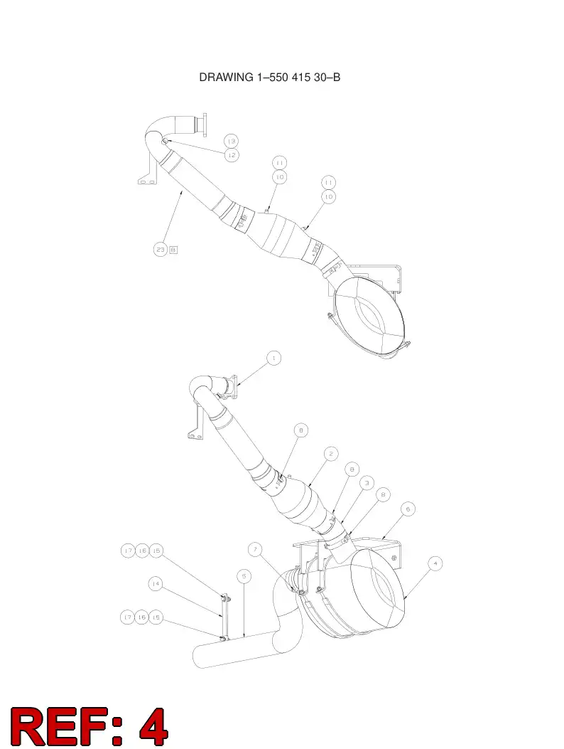 55039452 550 394 52 Silencer, Exhaust - Sandvik Technical Drawing