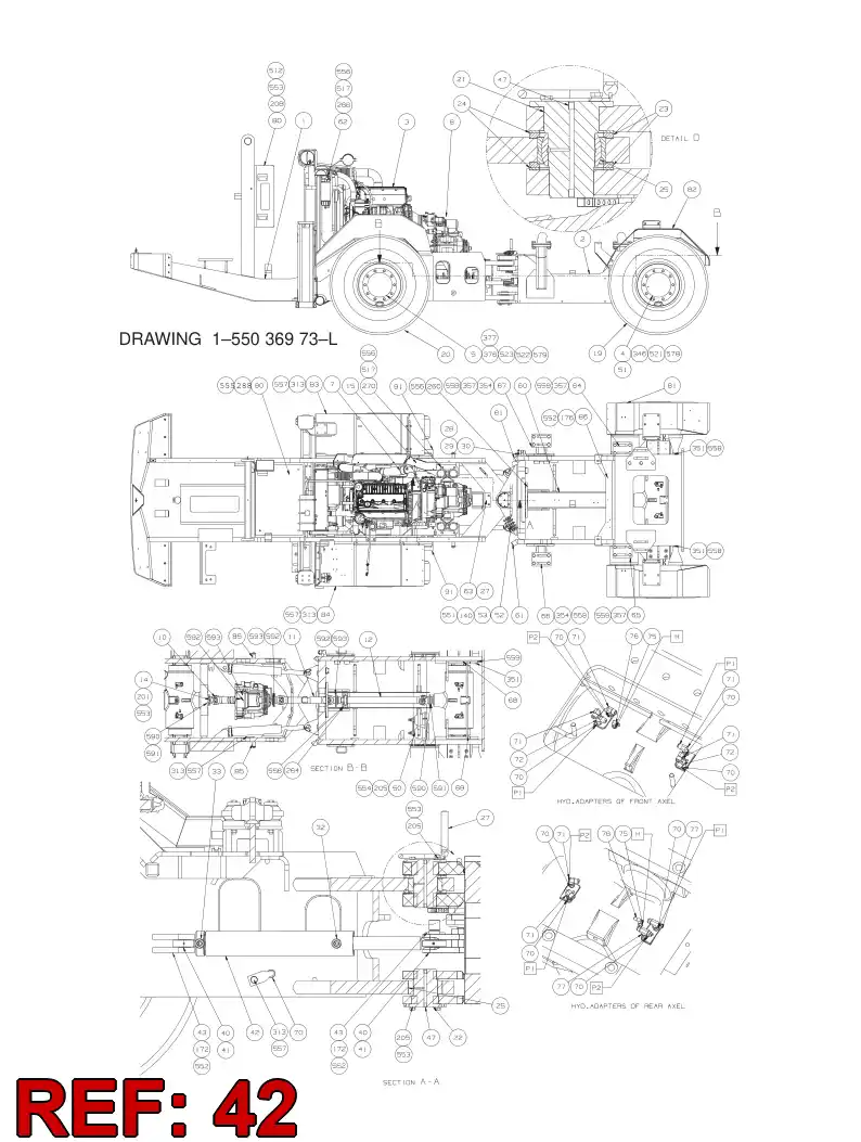 55039519 550 395 19 ROTARY ACTUATOR - Sandvik Technical Drawing