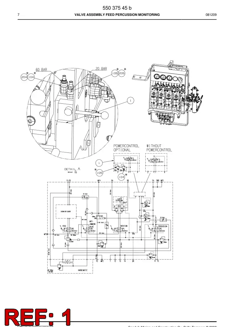 55039528a 550 395 28a Pilot control valve - Sandvik Technical Drawing