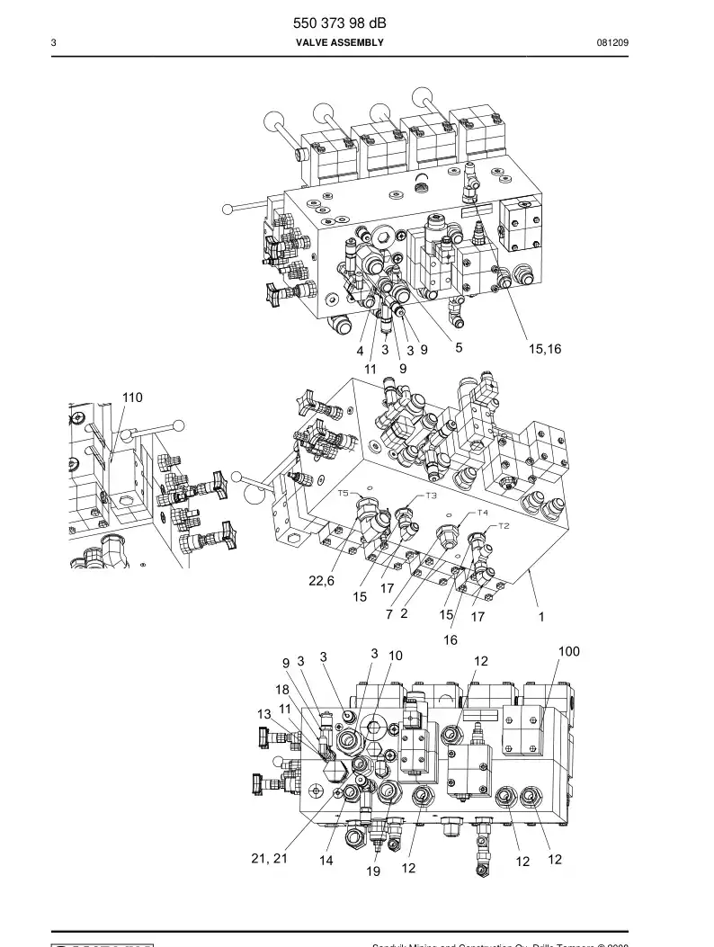 55039529 550 395 29 Pilot control valve - Sandvik Technical Drawing
