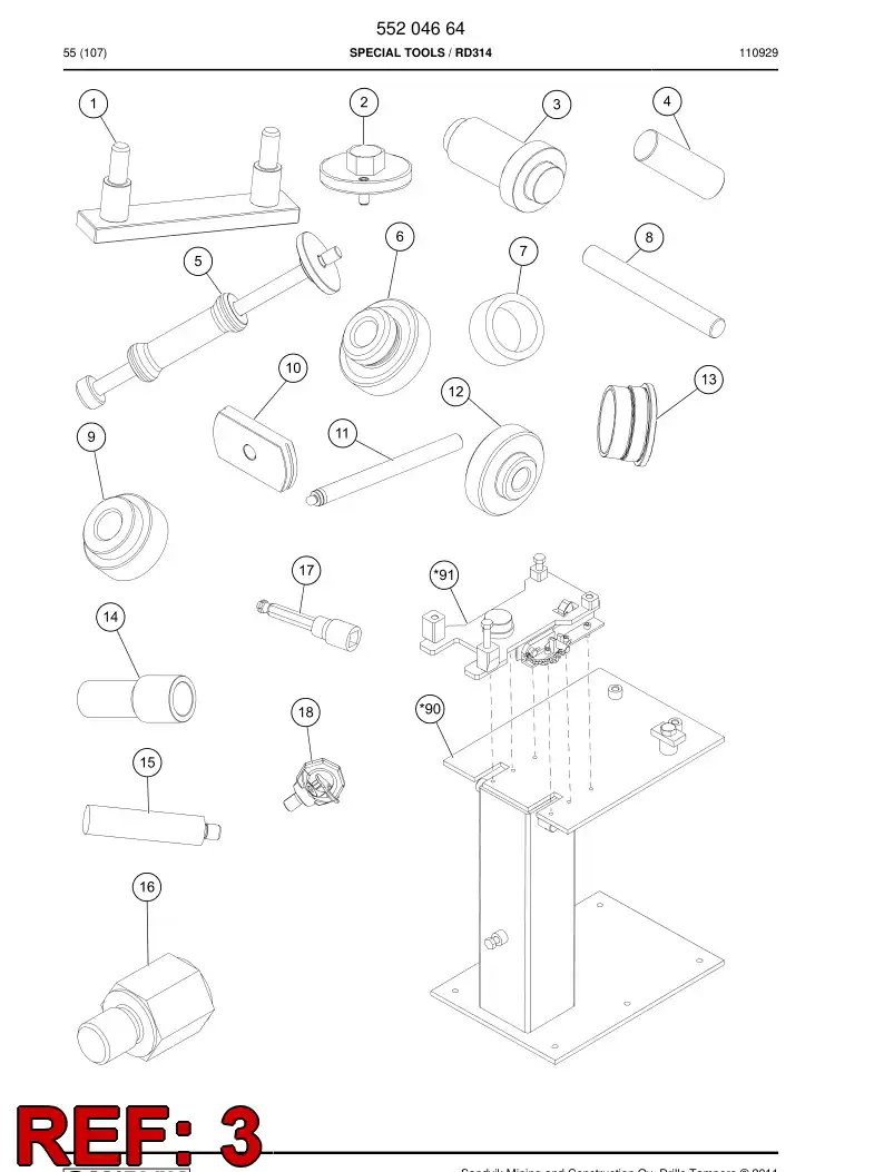 55039537 550 395 37 Punch - Sandvik Technical Drawing