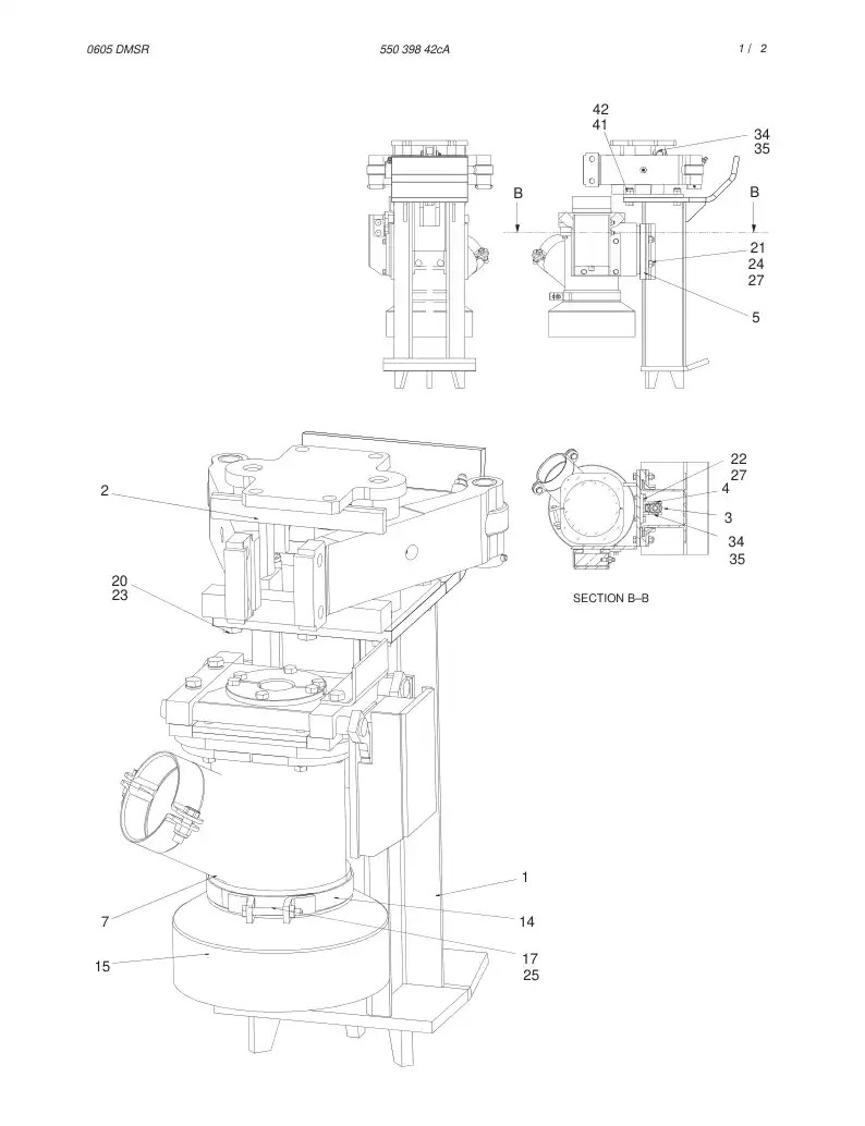 55039842cA 550 398 42cA MOVABLE SUCTION HEAD - Sandvik Technical Drawing