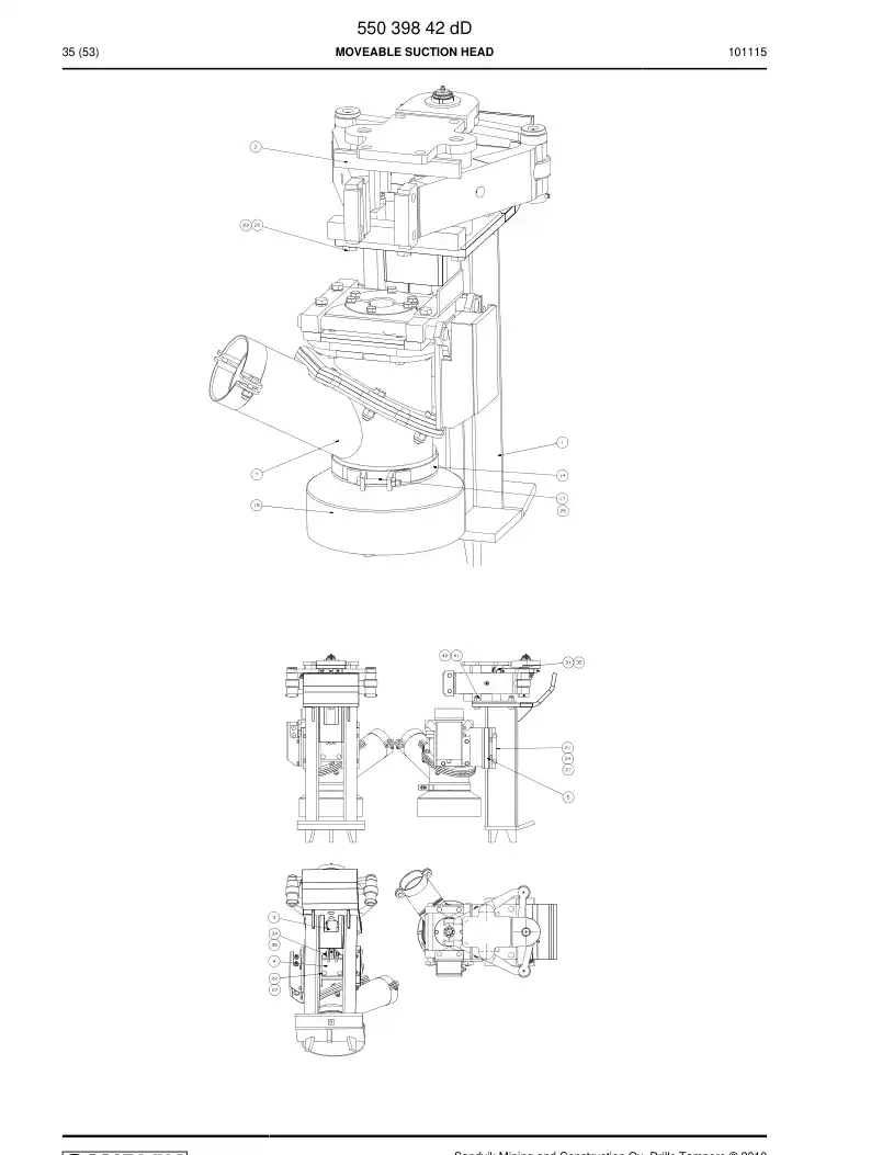 55039842d 550 398 42d Suction Head, Moveable - Sandvik Technical Drawing