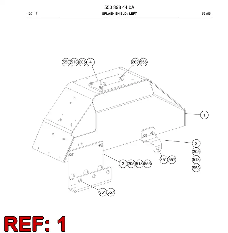55039885b 550 398 85b Shield, Splash - Sandvik Technical Drawing