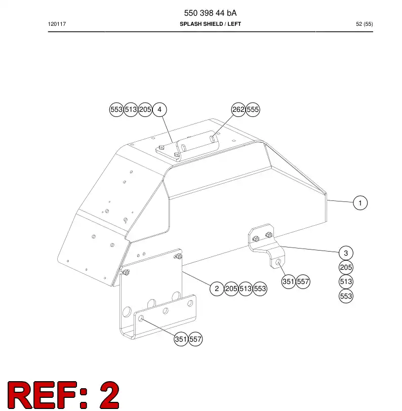 55039901 550 399 01 Mounting bracket - Sandvik Technical Drawing