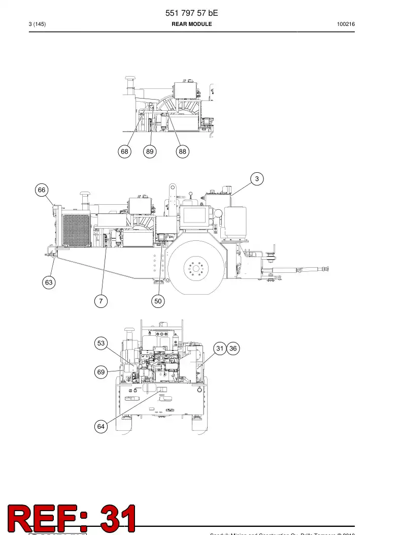 55040136b 550 401 36b Engine mounting - Sandvik Technical Drawing