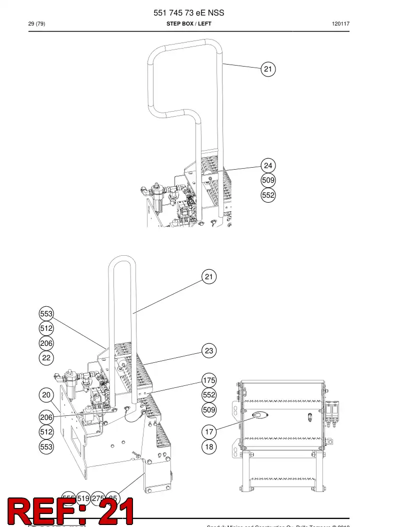 55040333a 550 403 33a Railing - Sandvik Technical Drawing