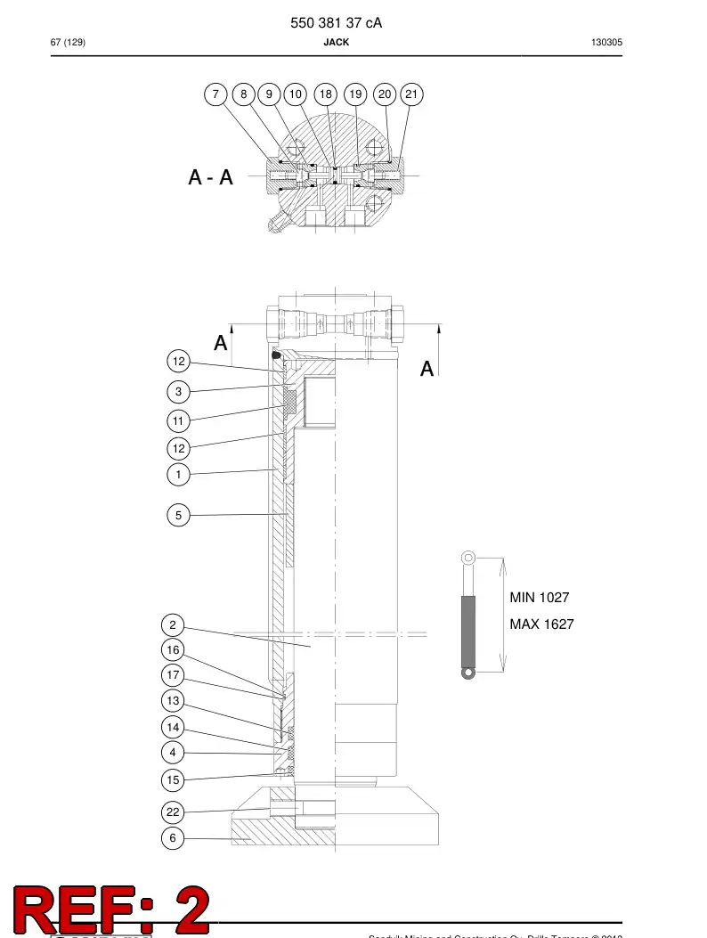 55040341 550 403 41 Rod, PISTON - Sandvik Technical Drawing
