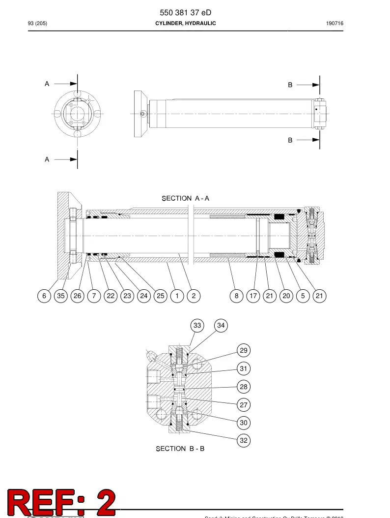 55040341b 550 403 41b PISTON Rod Machining - Sandvik Technical Drawing