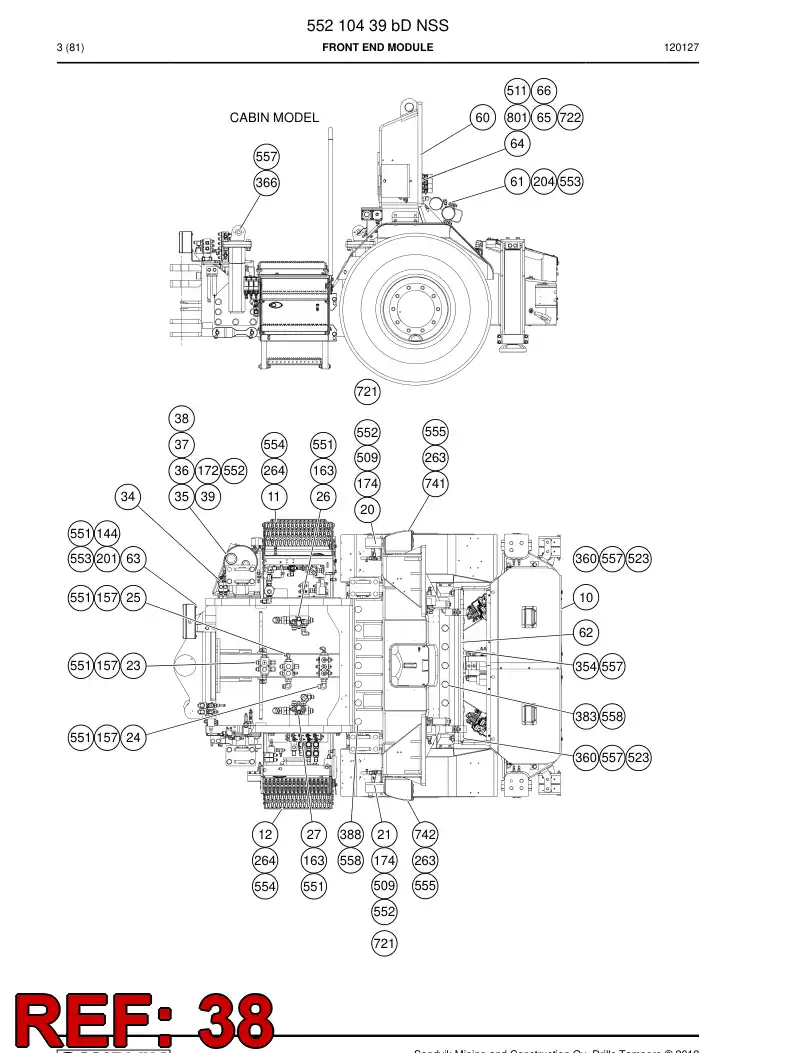 55040460 550 404 60 Cover plate - Sandvik Technical Drawing