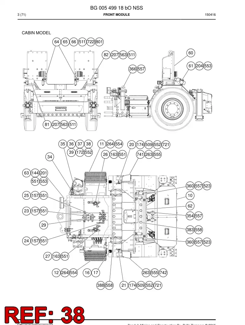 55040460d 550 404 60d Plate, Cover - Sandvik Technical Drawing
