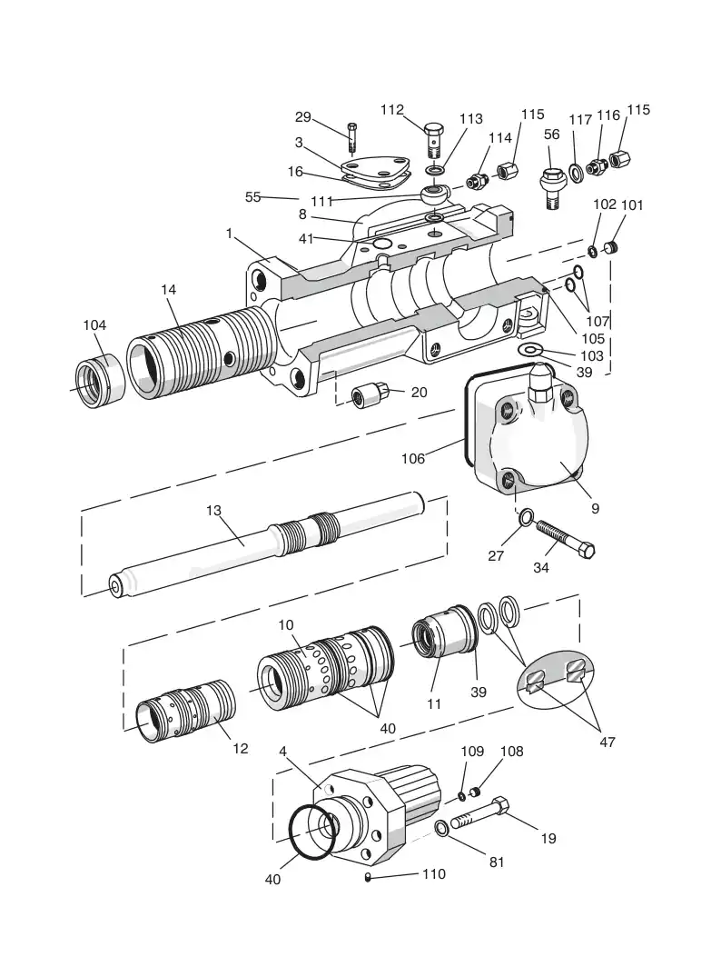 55040465aa 550 404 65aa HYDRAULIC ROCK DRILL HL 710 - Sandvik Technical Drawing