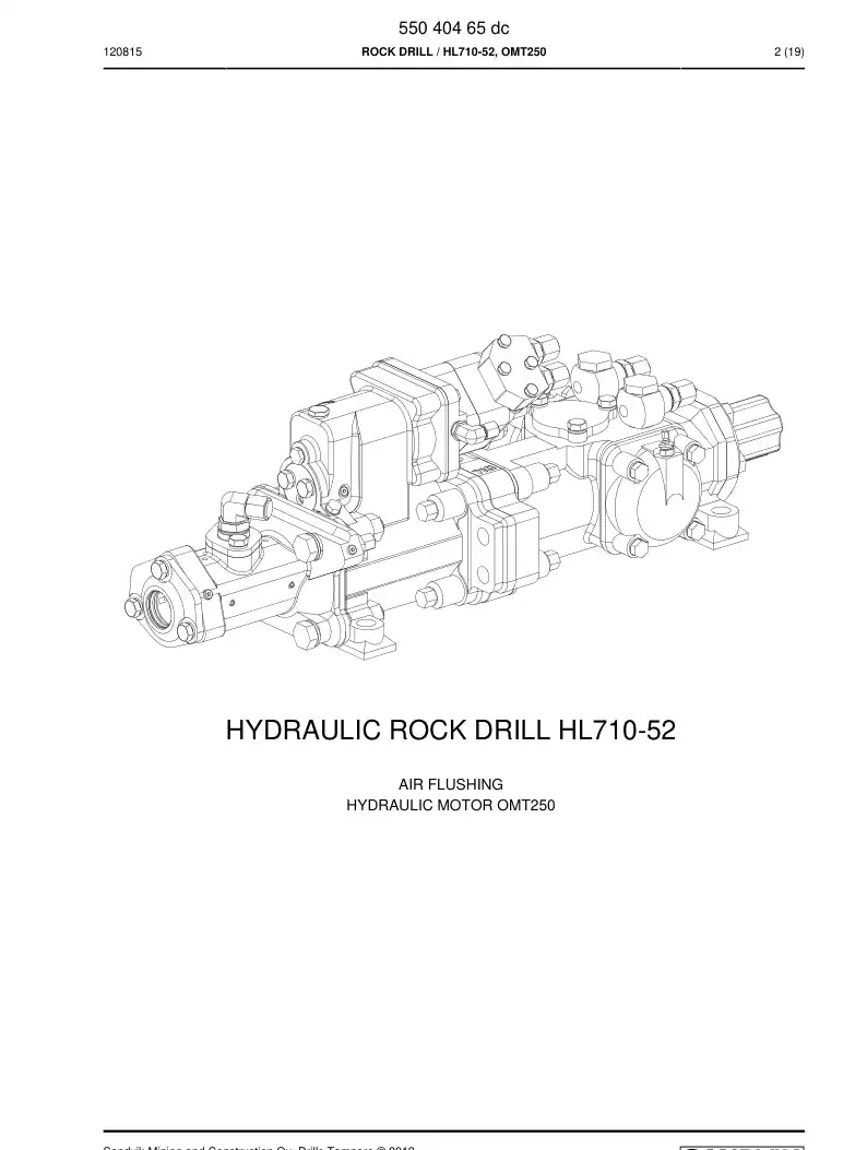 55040465d 550 404 65d ROCK DRILL - Sandvik Technical Drawing