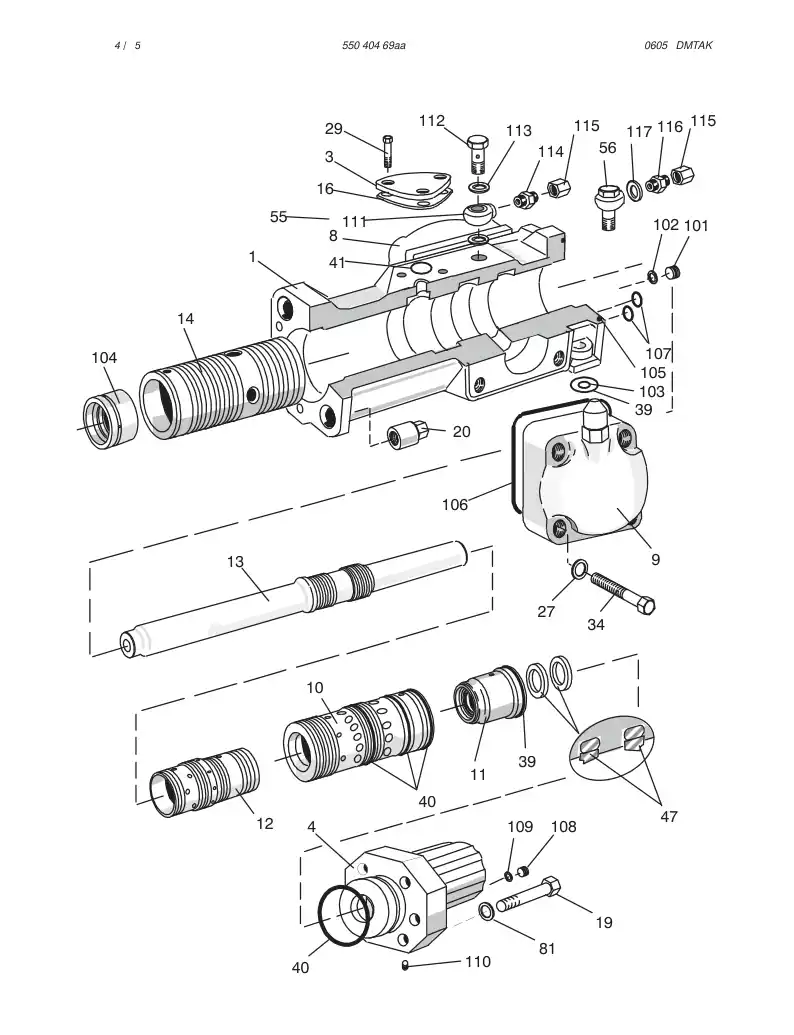 55040469aa 550 404 69aa HYDRAULIC ROCK DRILL HL710 - Sandvik Technical Drawing