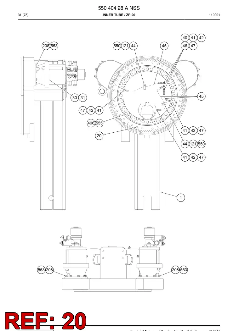 55040567a 550 405 67a Bearing - Sandvik Technical Drawing
