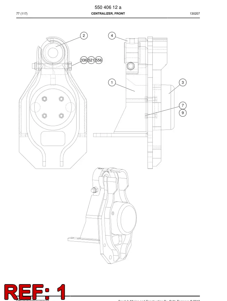 55040654f 550 406 54f Centralizer, Front - Sandvik Technical Drawing