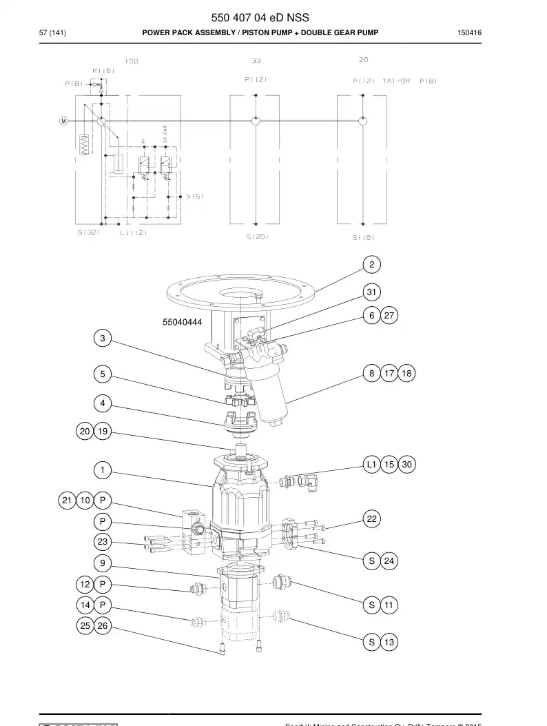 55040704f 550 407 04f ASSEMBLY DE POTNCIA - Sandvik Technical Drawing