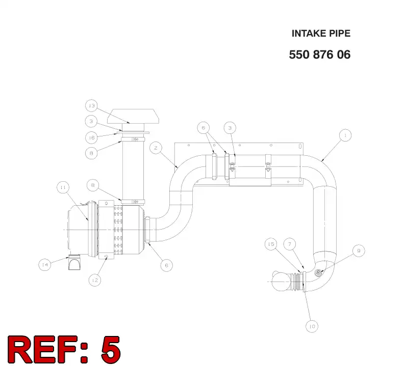 55040876 550 408 76 INTAKE PIPE - Sandvik Technical Drawing