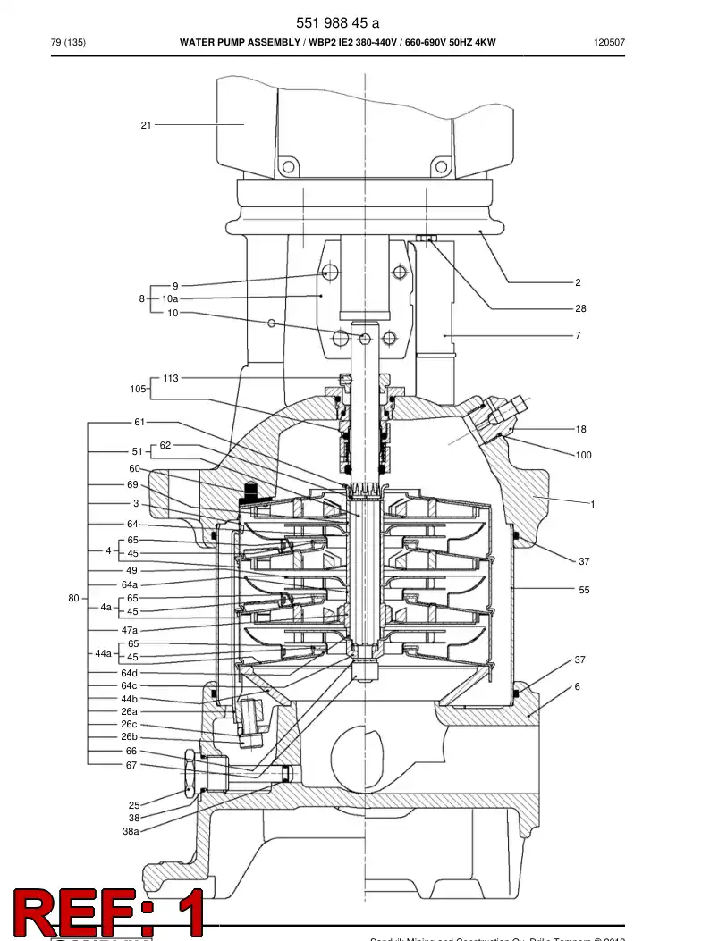 55041195b 550 411 95b Water Pump, Centrifugal - Sandvik Technical Drawing