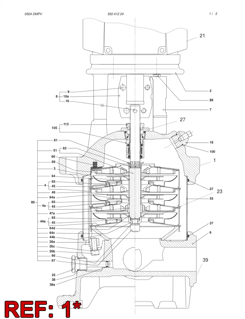 55041201 550 412 01 WATER PUMP - Sandvik Technical Drawing