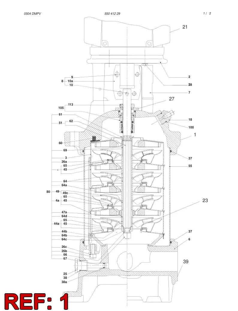 55041207 550 412 07 WATER PUMP - Sandvik Technical Drawing