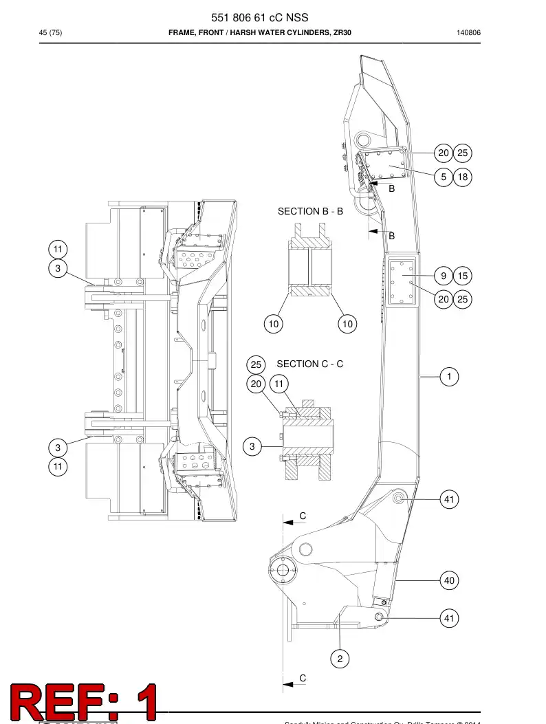 55041284e 550 412 84e BASTIDOR, DELANTERO - Sandvik Technical Drawing