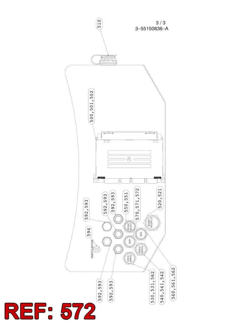 55041304 550 413 04 CABLE ASSEMBLY - Sandvik Technical Drawing