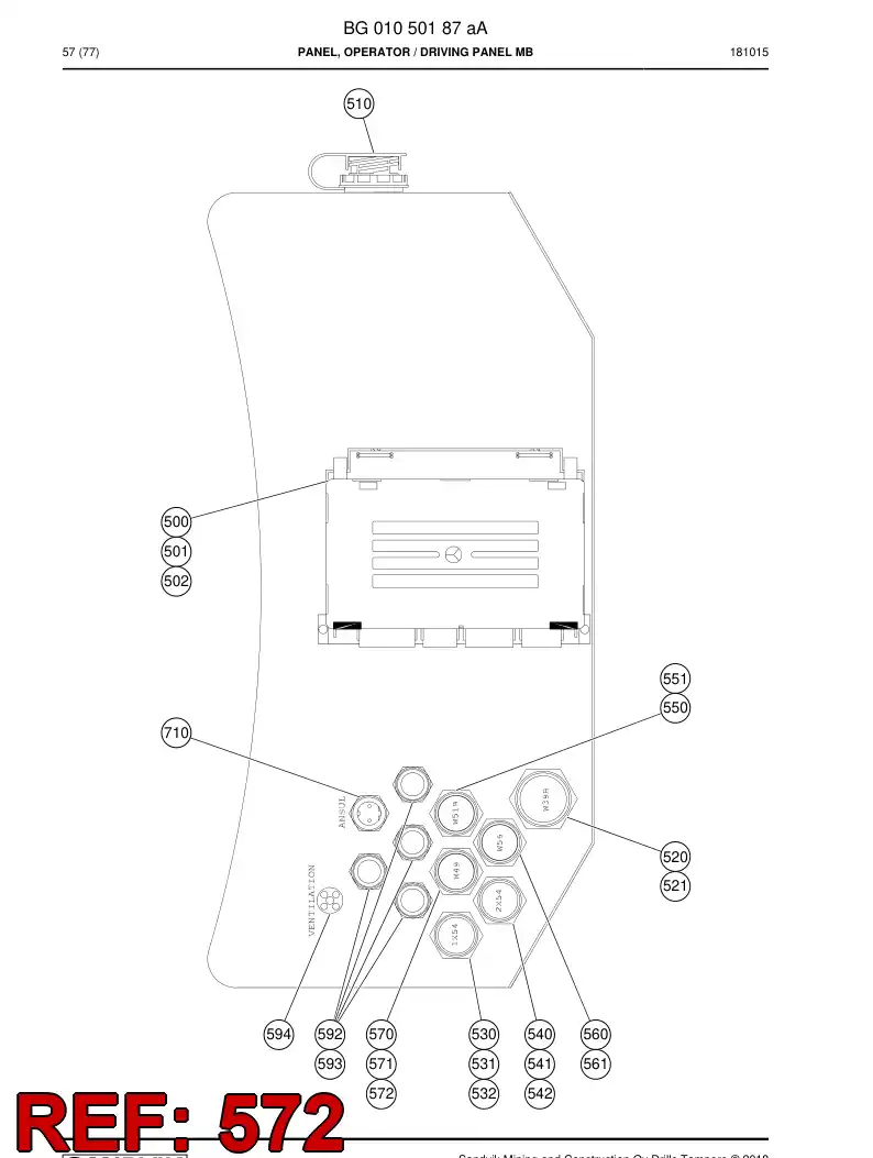 55041304a 550 413 04a Cable Assembly - Sandvik Technical Drawing
