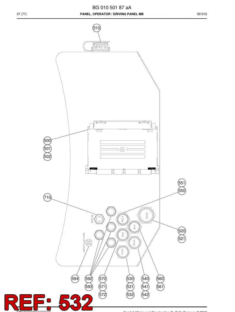 55041306c 550 413 06c Cable Assembly - Sandvik Technical Drawing