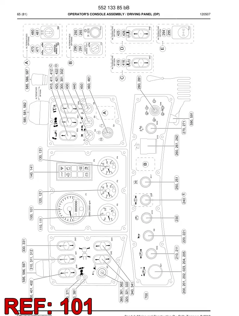 55041337a 550 413 37a Cable assembly - Sandvik Technical Drawing