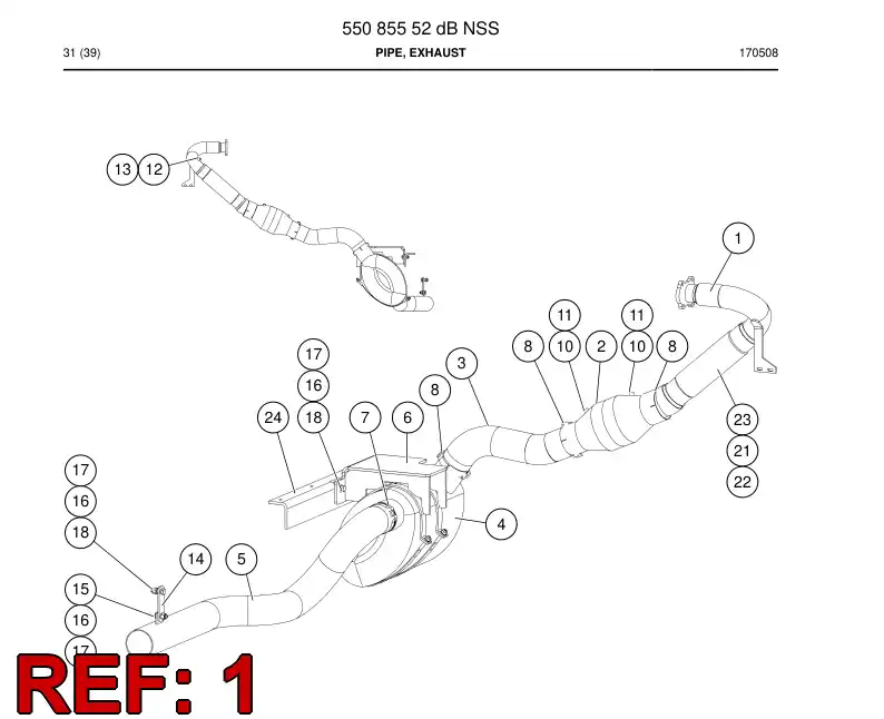 55041352c 550 413 52c Pipe, Exhaust - Sandvik Technical Drawing