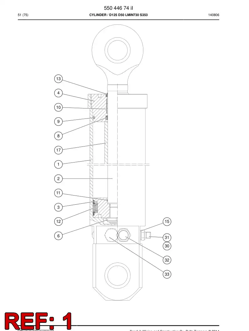 55041438b 550 414 38b Tube, Cylinder - Sandvik Technical Drawing