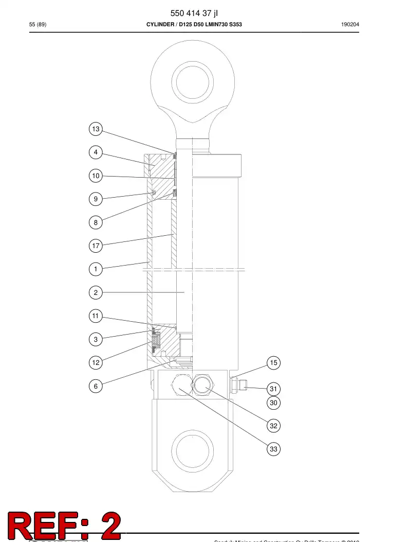 55041441a 550 414 41a PISTON ROD - Sandvik Technical Drawing