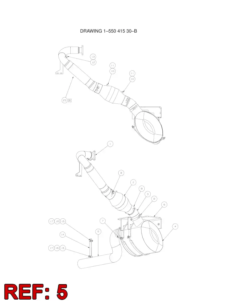 55041445 550 414 45 EXHAUST PIPE - Sandvik Technical Drawing