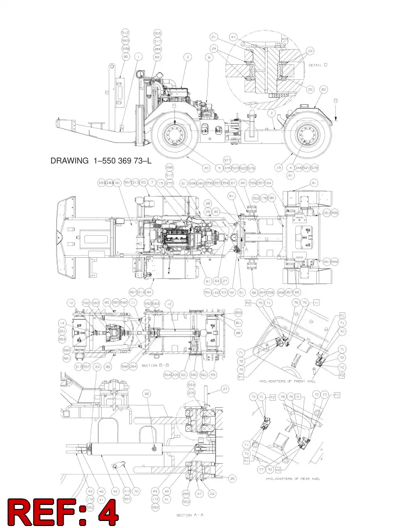 55041556 550 415 56 AXLE - Sandvik Technical Drawing