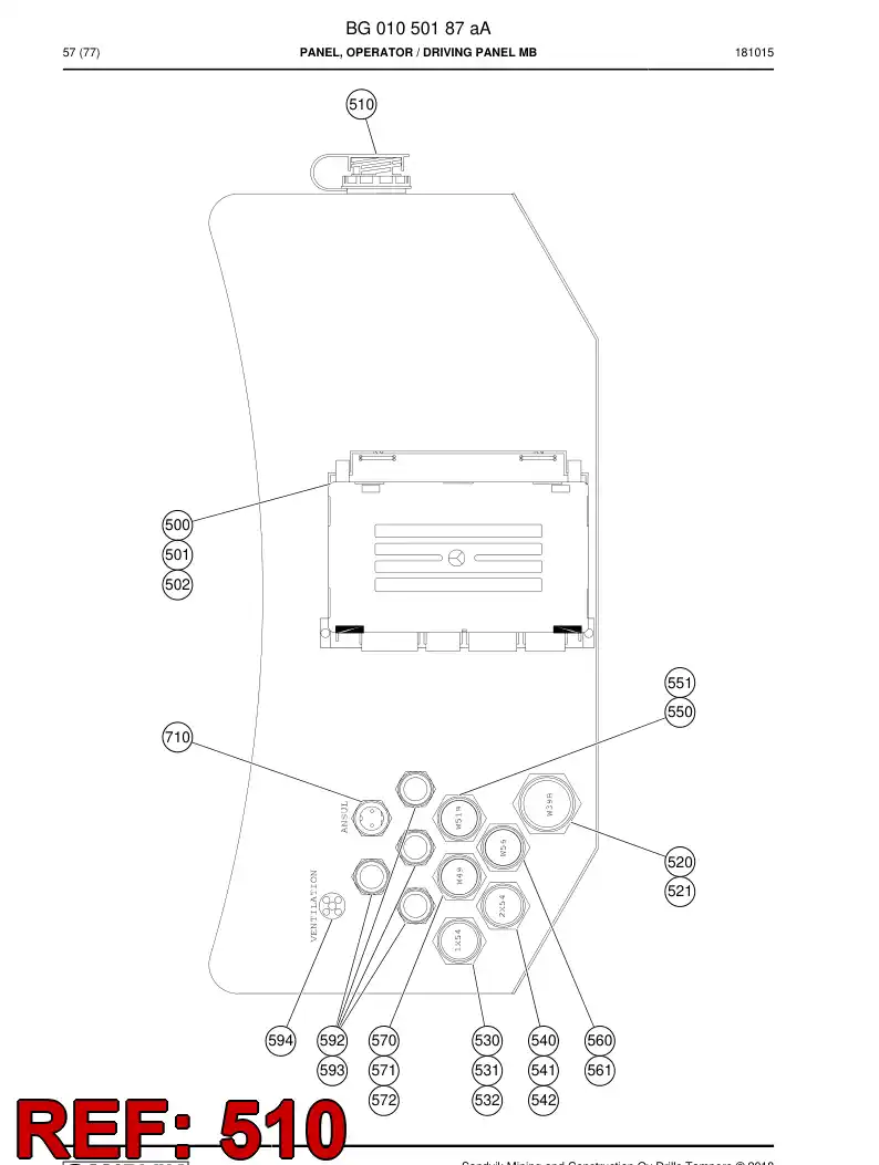 55041595a 550 415 95a Wiring Harness Assembly - Sandvik Technical Drawing