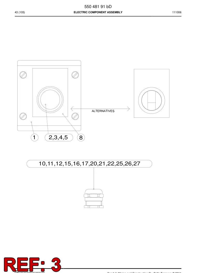 55041836b 550 418 36b ACCESORIO DE INTERRUPTOR - Sandvik Technical Drawing