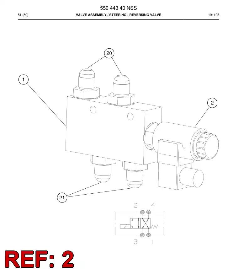 55041867 550 418 67 Valve, Directional - Sandvik Technical Drawing