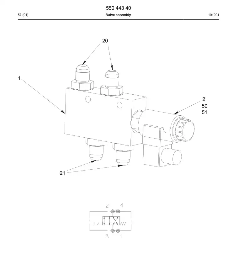 55041944 550 419 44 Solenoid - Sandvik Technical Drawing